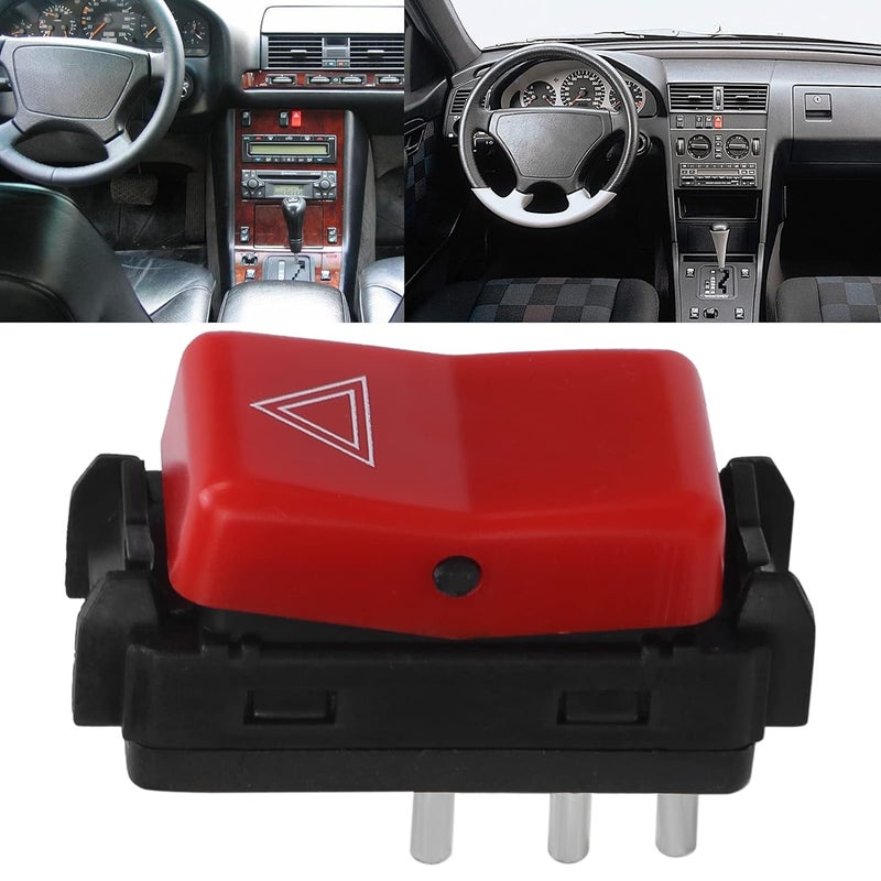 EVGATSAUTO Warning Flasher Switch, Warning Hazard Light Emergency Flasher Switch 1248200110 Red Replacement for W124 W201 W202 - Image 2